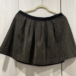 French Connection | Black & Gold Metallic Striped‎ Full Mini Skirt | Size 8